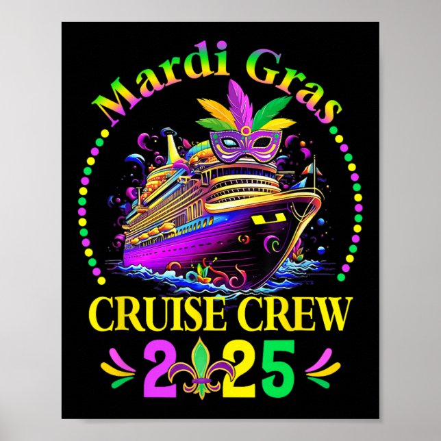 Mardi Gras Cruise Crew 2025 Trip New Orleans Famil Poster (Front)