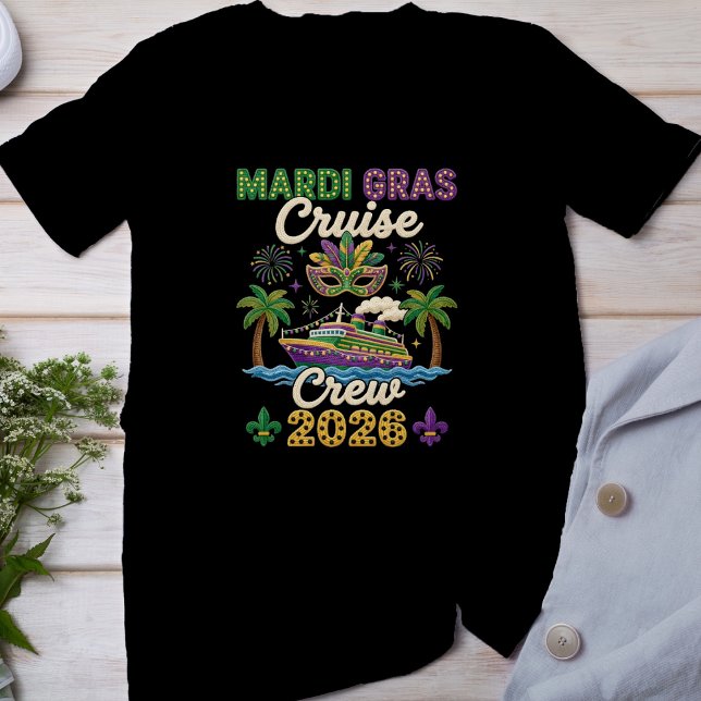 Mardi Gras Cruise Crew 2026, Faux Yarn Mardi Gras T-Shirt (Creator Uploaded)