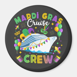 Mardi Gras Cruise Crew Matching Circle Magnet