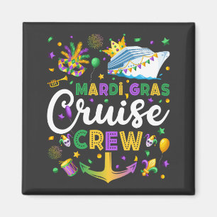 Mardi Gras Cruise Crew Matching Square Magnet