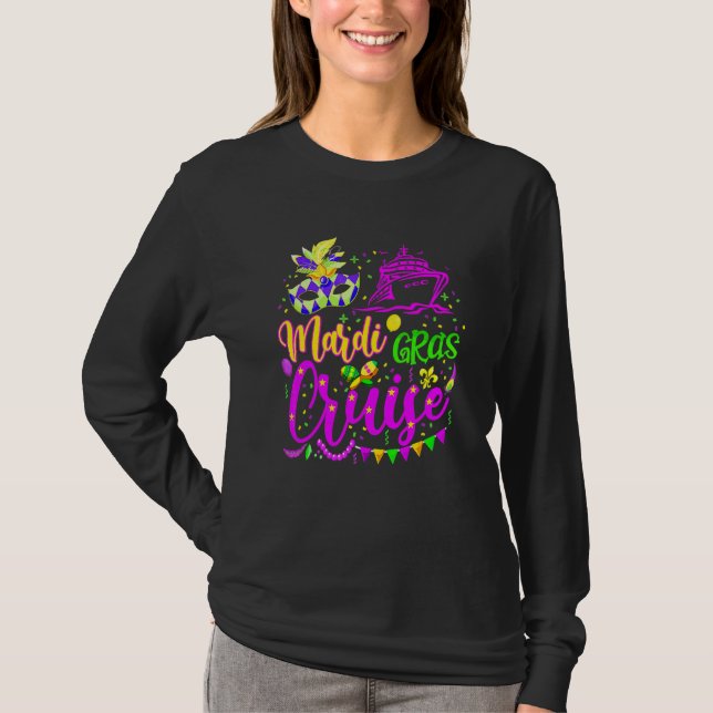 Mardi Gras Cruise Cruising Mask Cruise Ship Party  T-Shirt (Front)