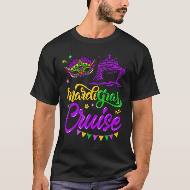 Mardi Gras Cruise Mask Cruise Ship Party Costume N T-Shirt (Front)
