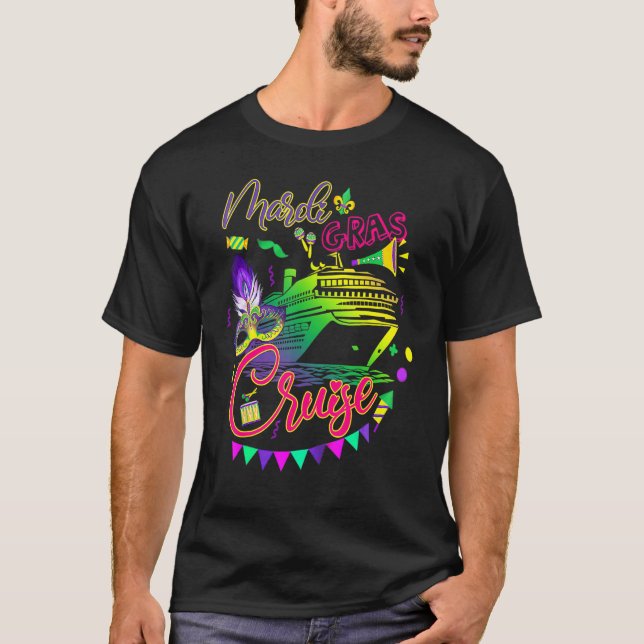 Mardi Gras Cruise Squad Cruising Mask Cruise Ship  T-Shirt (Front)
