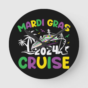 Mardi Gras Cruise Squad Round Clock