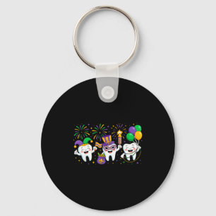 Mardi Gras Cute Three Teeth Beads Mardi Gras Denti Key Ring
