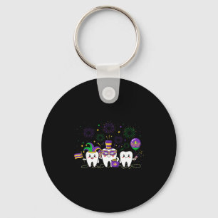 Mardi Gras Cute Three Teeth Beads Mardi Gras Denti Key Ring