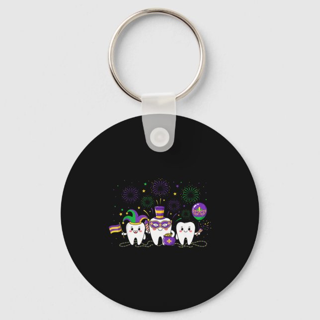 Mardi Gras Cute Three Teeth Beads Mardi Gras Denti Key Ring (Front)