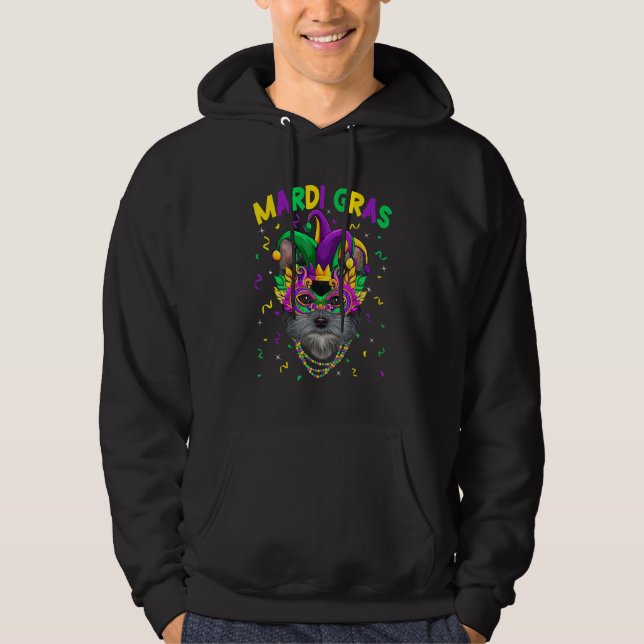 Mardi Gras Cute Yorkshire Terrier Dog Lover Jester Hoodie (Front)