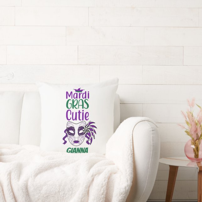 Mardi Gras Cutie Personalised Throw Pillow (Couch)