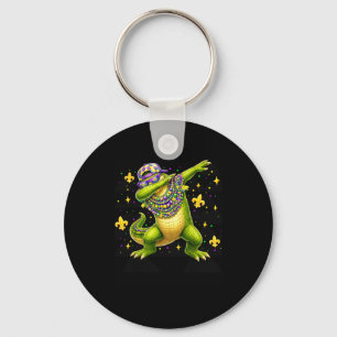 Mardi Gras Dabbing Alligator Carnival Beads Men Bo Key Ring