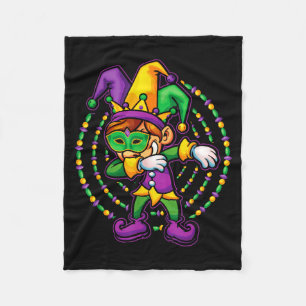 Mardi Gras Dabbing Boys Kids Gift Funny New Orlean Fleece Blanket