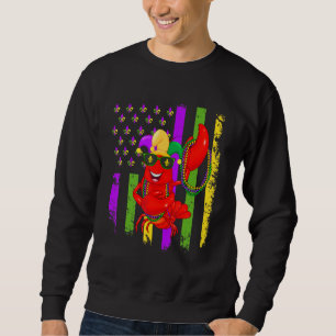 Mardi Gras Dabbing Crawfish US American Flag Celeb Sweatshirt