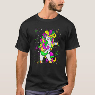 Mardi Gras Dabbing Unicorn Jester Hat Cute Unicorn T-Shirt