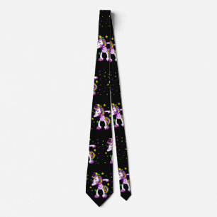 Mardi Gras Dabbing Unicorn Tie