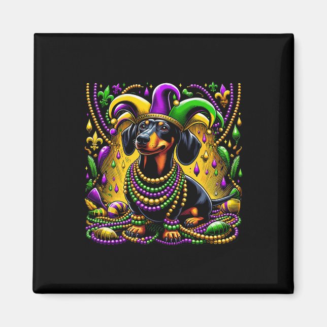 Mardi Gras Dachshund Dog Jester  Magnet (Front)