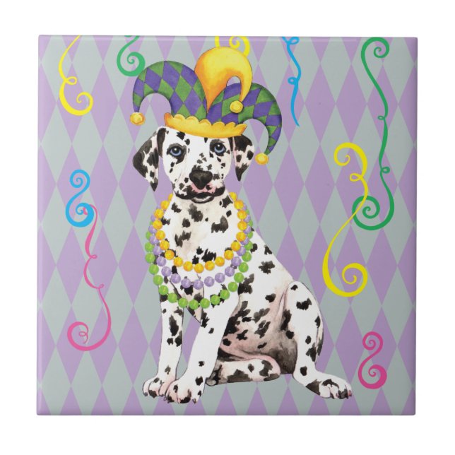 Mardi Gras Dalmatian Tile (Front)