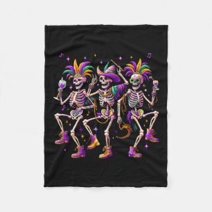 Mardi Gras Dancing Skeleton Funny  Fleece Blanket
