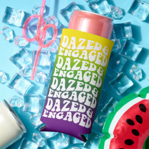 Mardi Gras Dazed Engaged Typography Design Seltzer Can Cooler