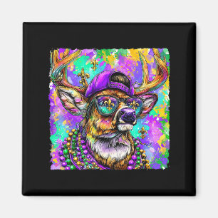 Mardi Gras Deer Buck Hunting New Orleans Camo Men Magnet