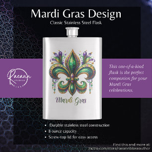 Mardi Gras Design Classic Stainless Steel Flask