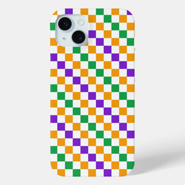 Mardi gras diagonal checkerboard pattern Case-Mate iPhone case (Back)