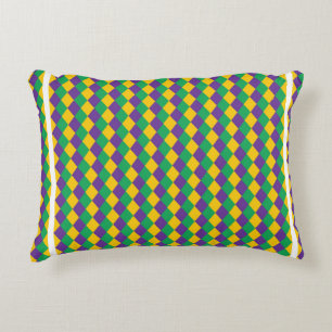 Mardi Gras Diamond Seamless Pattern. Violet, Yello Decorative Cushion