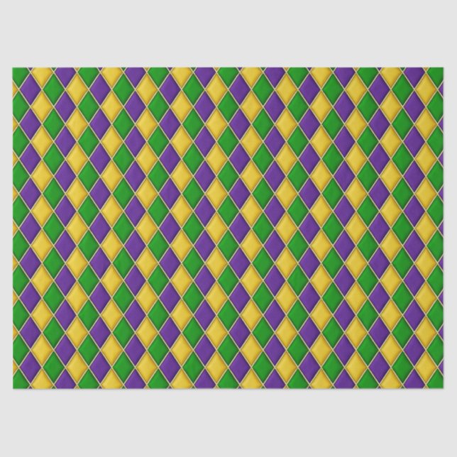 Mardi Gras Diamonds Harlequin Print Pattern Tissue Paper (Front)