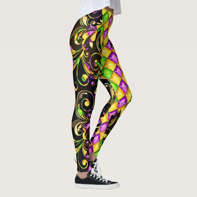 Mardi Gras Diamonds Pop Fashion Leggings (Right)