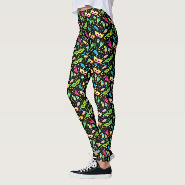 Mardi Gras Diamonds Pop Fashion Leggings (Left)
