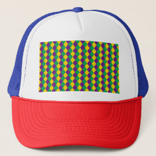 Mardi Gras Diamonds: Vibrant Festive Pattern Trucker Hat
