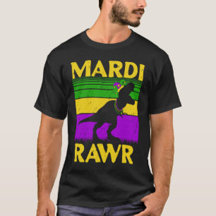 Mardi Gras Dinosaur Jester Hat Beads Mardi Rawr Tr T-Shirt