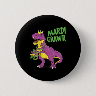 Mardi Gras Dinosaur T-rex Mardi Grawr For Kids Tod 6 Cm Round Badge