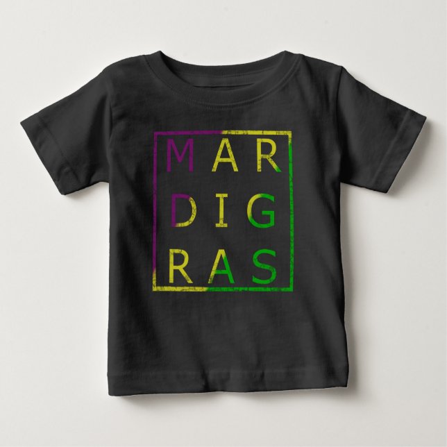 Mardi Gras Distressed Tri Coloured Kids Tee (Front)