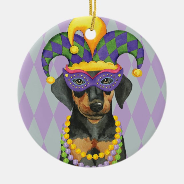 Mardi Gras Dobe Ceramic Tree Decoration (Front)