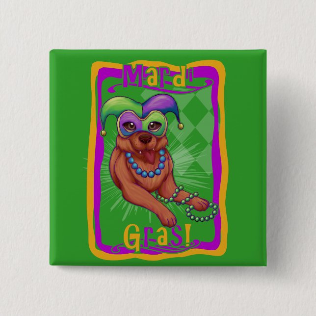 Mardi Gras Dog 15 Cm Square Badge (Front)