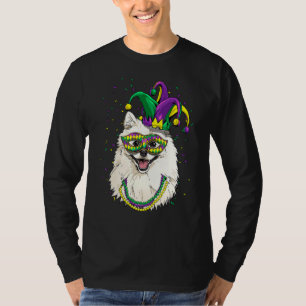 Mardi Gras Dog Carnival American Eskimo Jester Pet T-Shirt