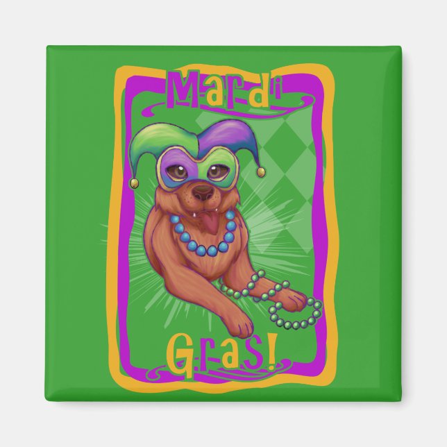 Mardi Gras Dog Magnet (Front)