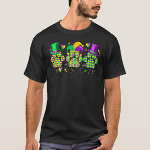 Mardi Gras Dog Paw Print Dog Mum Dad Pet Funny Cut T-Shirt