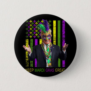 Mardi Gras Donald Trump Great Again American Flag 6 Cm Round Badge