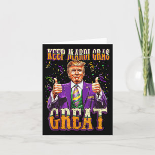 Mardi Gras Donald Trump Great Again American Flag Card
