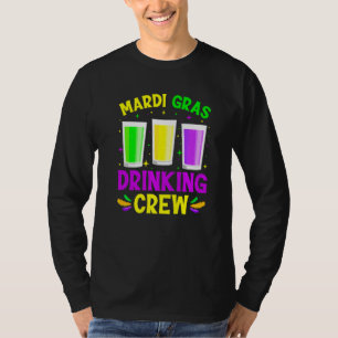 Mardi Gras Drinking Crew  Mask Beads Men Women Cos T-Shirt