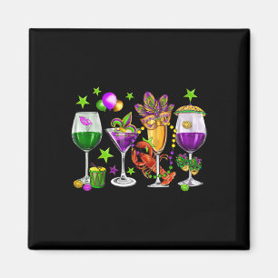 Mardi Gras Drinks New Orleans Funny Costume Women Magnet