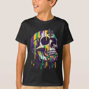 Mardi Gras Dripping Skull Fat Tuesday Party Women  T-Shirt