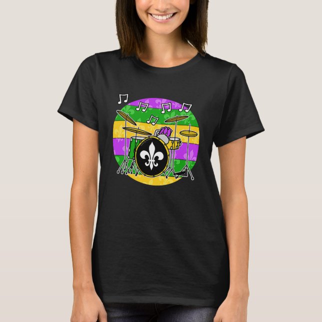 Mardi Gras Drums Drummer Percussionist Musician T-Shirt (Front)