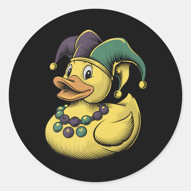 Mardi Gras Duck Rubber Ducky Costume Louisiana Lai Classic Round Sticker (Front)