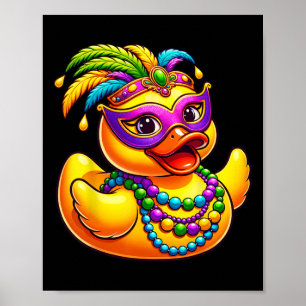 Mardi Gras Duck Wearing Mardi Gras Costume Beads M Poster