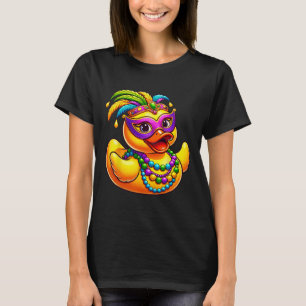 Mardi Gras Duck Wearing Mardi Gras Costume Beads M T-Shirt