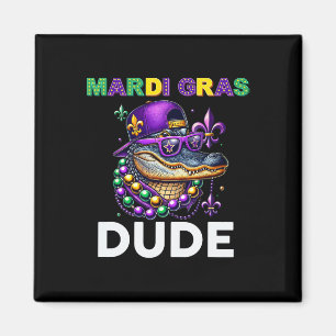 Mardi Gras Dude Alligator Mardigator Crocodile Kid Magnet