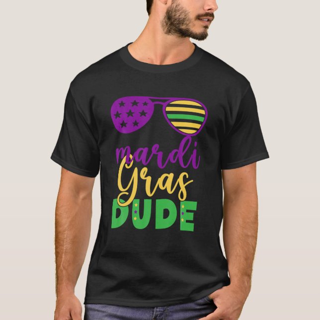 Mardi Gras Dude Funny Design T-Shirt (Front)