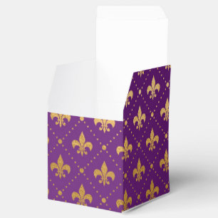 Mardi Gras Elegant Golden Fleur De Lis Squares Favour Box